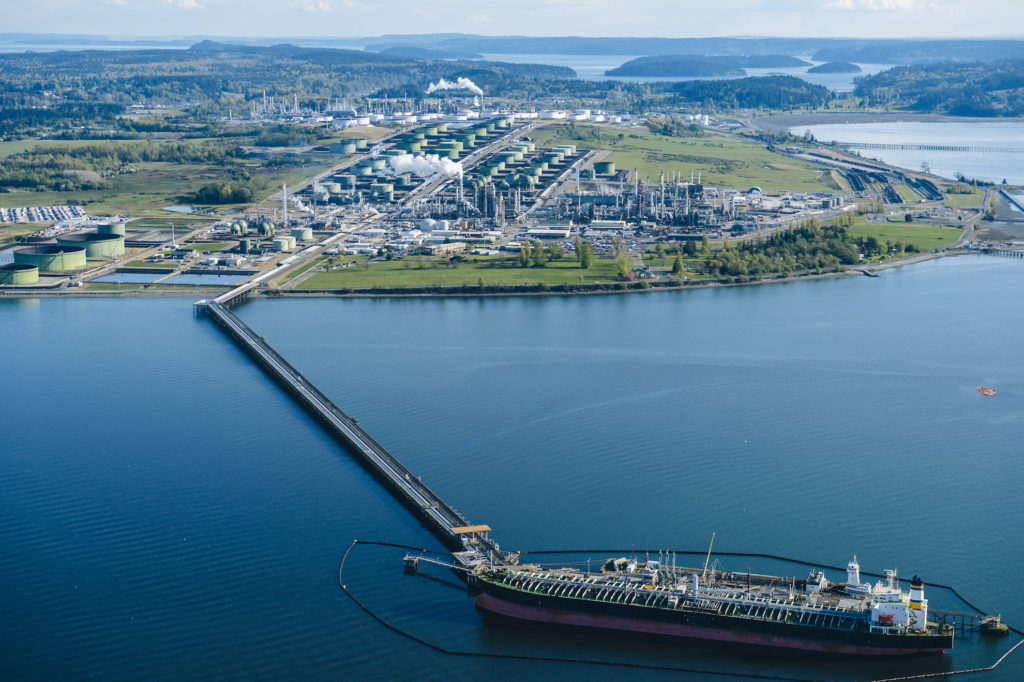 high angle view of oil transfer between coastal oi utc